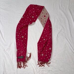 100% Cashmere Scarf Made in Scotland Soft Warm Pink Tank Reversible Polka Dots